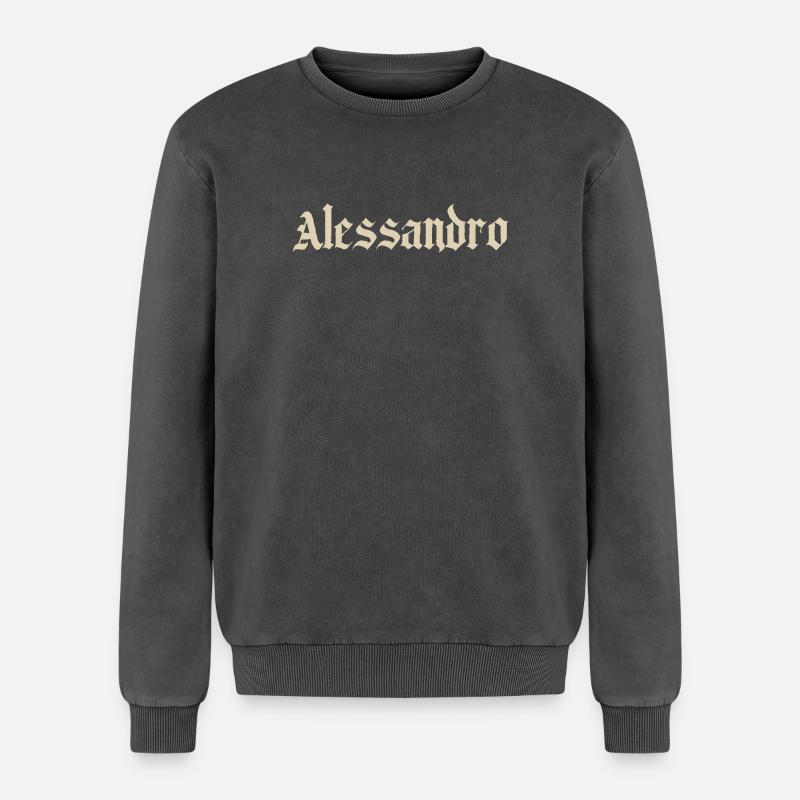 Alessandro Gothic Script - Relaxed Unisex Premium Acid-Washed Sweatshirt - Schwarz Acid Wash