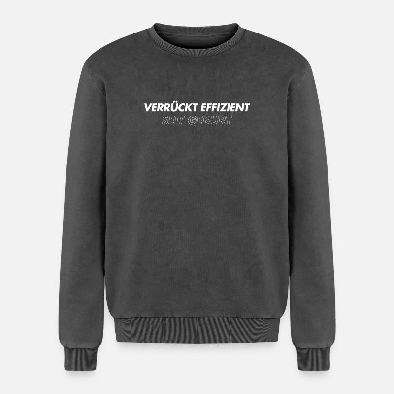 Crazy efficient since birth - Relaxed Unisex Premium Acid Washed Sweatshirt - acid washed black