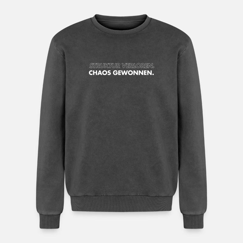 Structure lost, chaos won - Relaxed Unisex Premium Acid Washed Sweatshirt - acid washed black
