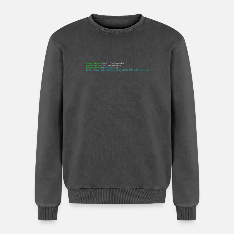 Linux-Terminal - Relaxed Unisex Premium Acid-Washed Sweatshirt - Schwarz Acid Wash