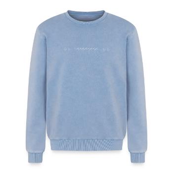 Heartbeat rowing - Relaxed Unisex Premium Acid Washed Sweatshirt - acid washed blue - Front - AI Model Female 172 dark (172cm) & AI Model Male 178 light (178cm)