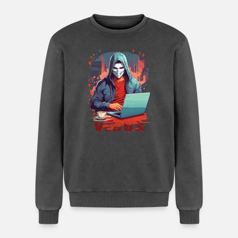 Anonymous Hacker - Relaxed Unisex Premium Acid Washed Sweatshirt - acid washed black