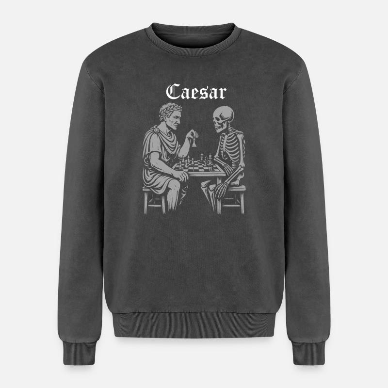 Caesar-Schachduell - Relaxed Unisex Premium Acid-Washed Sweatshirt - Schwarz Acid Wash