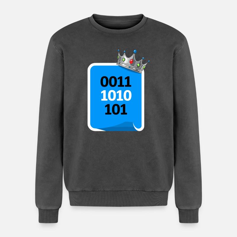 Binary King - Relaxed Unisex Premium Acid Washed Sweatshirt - acid washed black