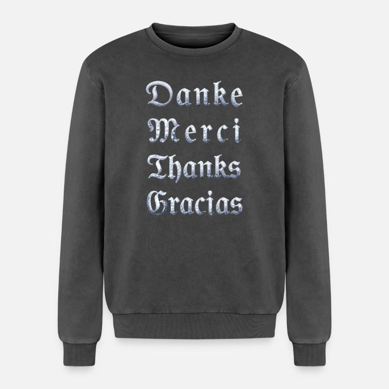 Multilinguale Dankesbotschaft Eiskristall - Relaxed Unisex Premium Acid Washed Sweatshirt - acid washed black