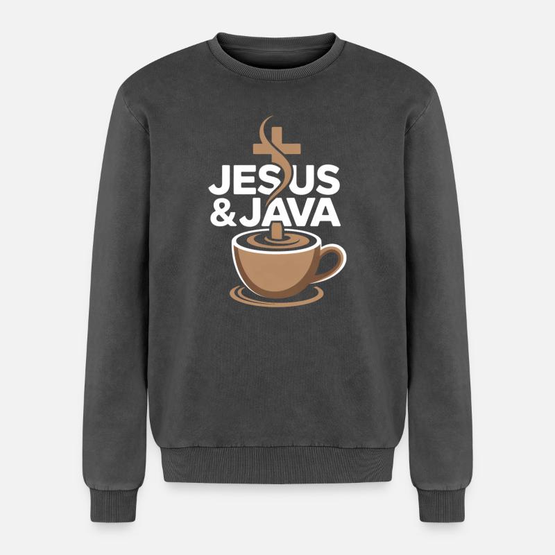 Inspiration und Kaffee mit Jesus & Java - Relaxed Unisex Premium Acid-Washed Sweatshirt - Schwarz Acid Wash