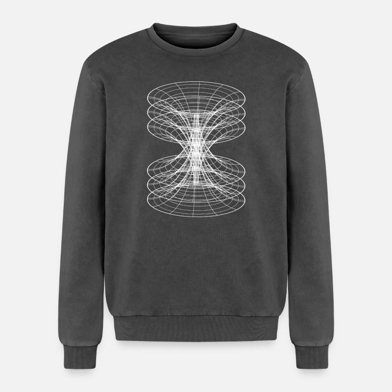 Vortex Wireframe Constellation - Relaxed Unisex Premium Acid Washed Sweatshirt - acid washed black