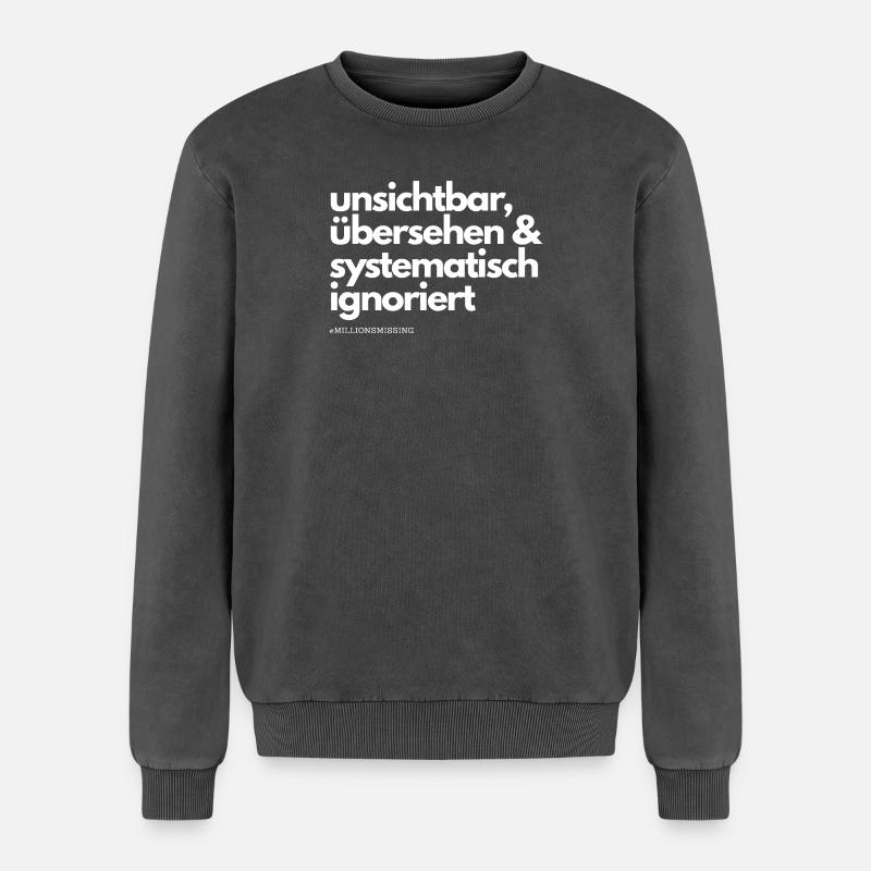 ME/CFS systematically ignored white - Relaxed Unisex Premium Acid Washed Sweatshirt - acid washed black