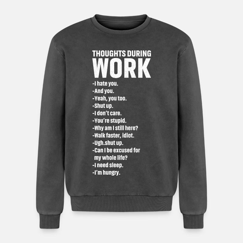 thoughts during work - Relaxed Unisex Premium Acid Washed Sweatshirt - acid washed black