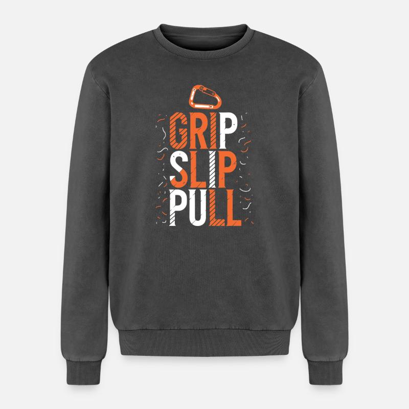 Grip Slip Pullover Klettern - Relaxed Unisex Premium Acid-Washed Sweatshirt - Schwarz Acid Wash