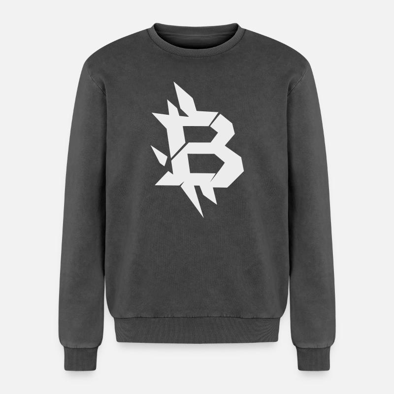 Bitcoin B angular design - Relaxed Unisex Premium Acid Washed Sweatshirt - acid washed black
