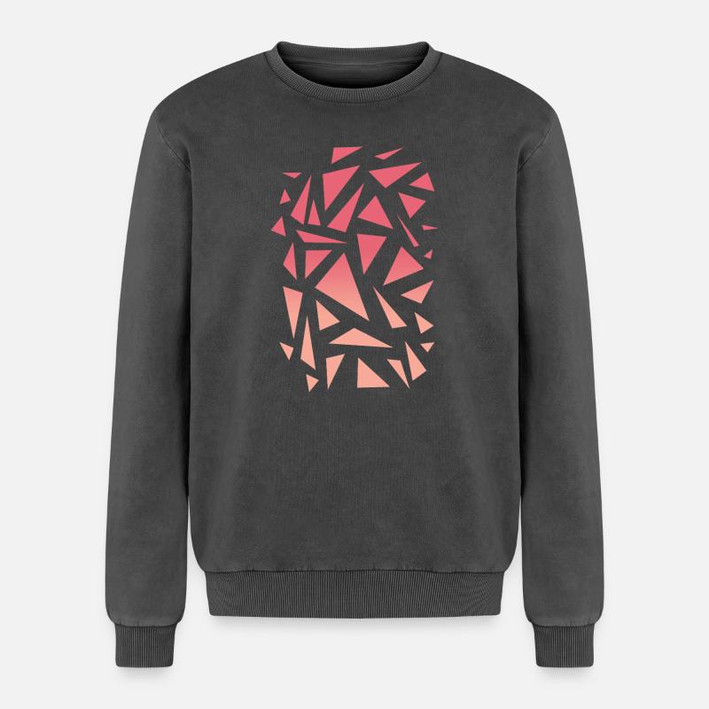 Triangle Pattern - Pink Gradient - Relaxed Unisex Premium Acid Washed Sweatshirt - acid washed black