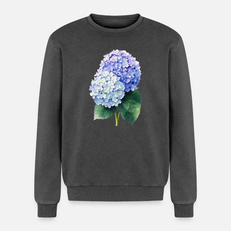 hydrangea - Relaxed Unisex Premium Acid-Washed Sweatshirt - Schwarz Acid Wash