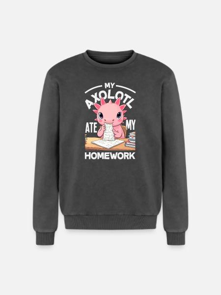 Søte axolotl kawaii axolotl-elskere - Unisex Premium acid wash-genser i bomull - svart syrevasket