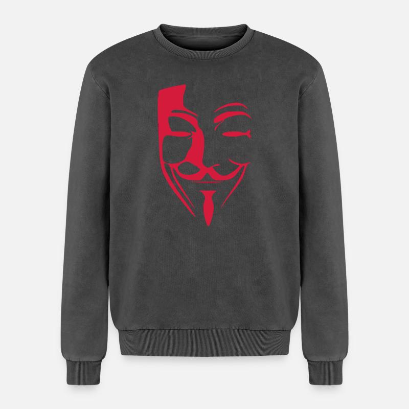 Anonymous - Relaxed Unisex Premium Acid-Washed Sweatshirt - Schwarz Acid Wash