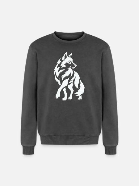 Wolfs Silhouette in Kontrast - Relaxed Unisex Premium Acid-Washed Sweatshirt - Schwarz Acid Wash