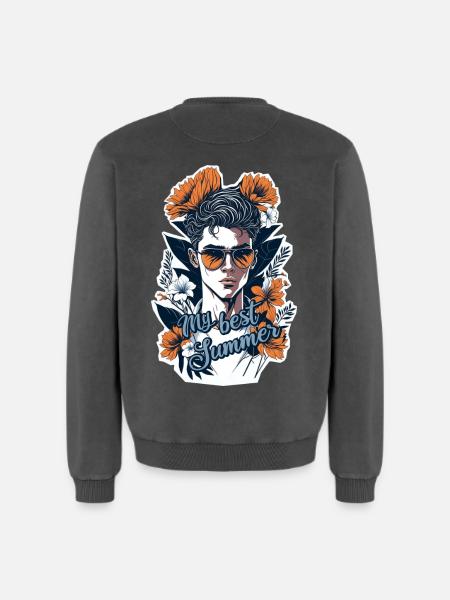 My best summer - Relaxed Unisex Premium Acid Washed Sweatshirt - acid washed black