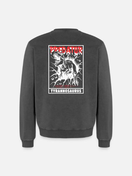 Predator - Tyrannosaurus Rex - Relaxed Unisex Premium Acid-Washed Sweatshirt - Schwarz Acid Wash