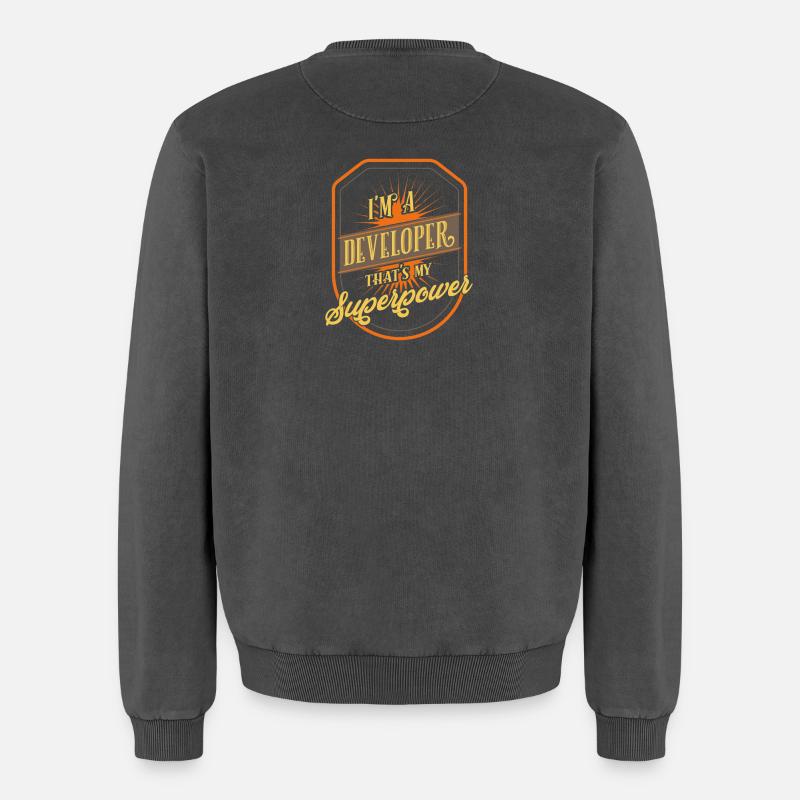 developer - Relaxed Unisex Premium Acid Washed Sweatshirt - acid washed black