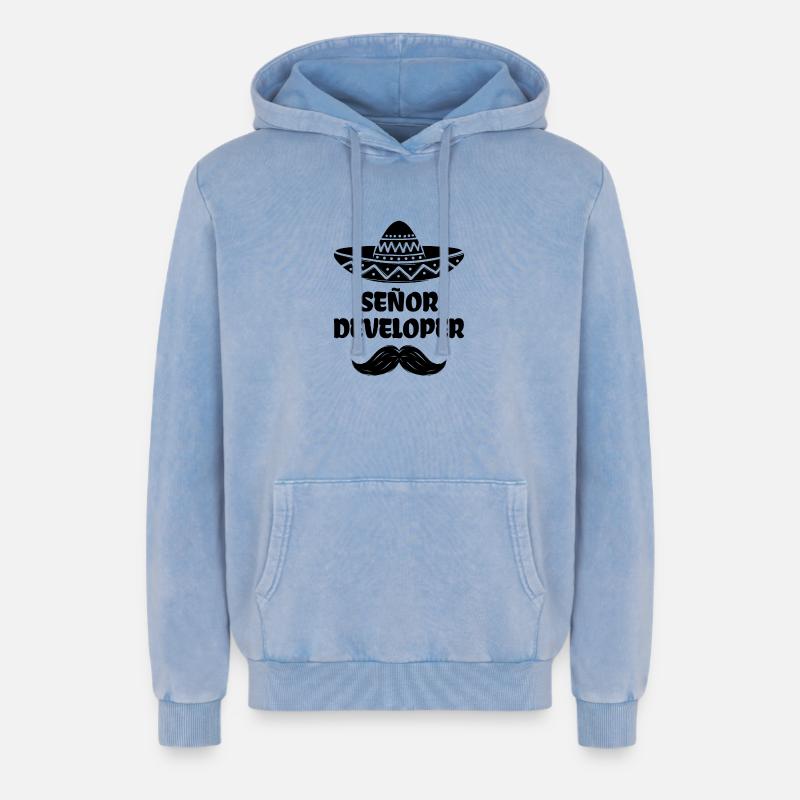 Developer Statement Skripting Dev Computerfreak - Relaxed Unisex Premium Acid-Washed Hoodie - Blau Acid Wash
