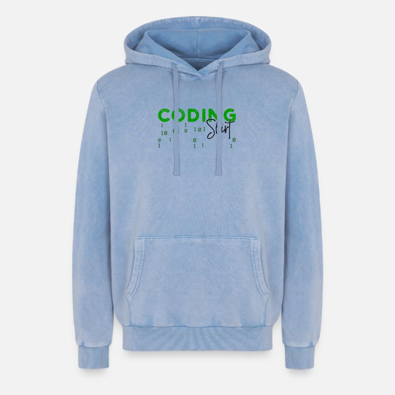 Coden Developer Programmierer Webentwickler Spruch - Relaxed Unisex Premium Acid-Washed Hoodie - Blau Acid Wash