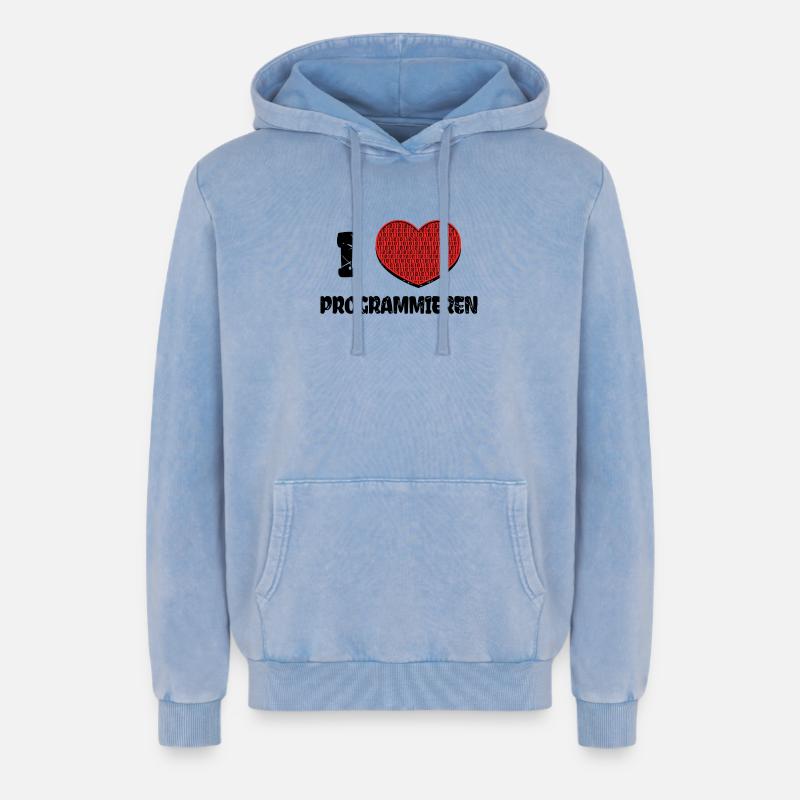 Developer Herz Webentwickler Statement Computer - Relaxed Unisex Premium Acid-Washed Hoodie - Blau Acid Wash