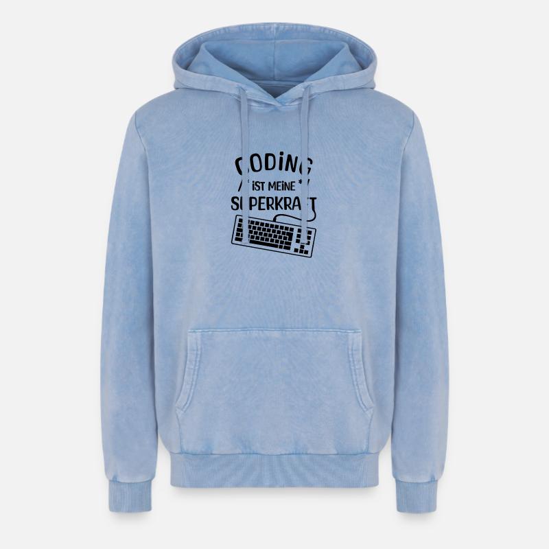 Computer Code Statement Developer Computergeek - Relaxed Unisex Premium Acid Washed Hoodie - acid washed blue