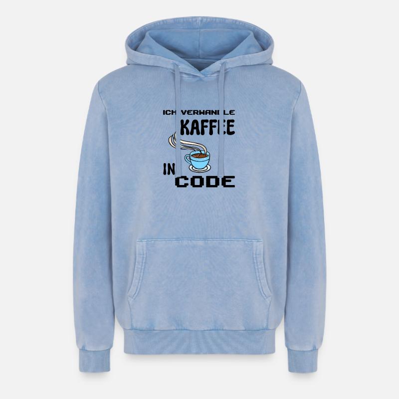 Coden Computerfreak Developer Statement Nerd - Relaxed Unisex Premium Acid-Washed Hoodie - Blau Acid Wash