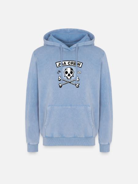 JGA Crew - Skull and Bones - Relaxed Unisex Premium Acid-Washed Hoodie - Blau Acid Wash
