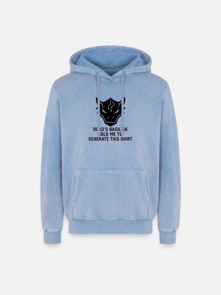 Generated by the Basilisk - Relaxed Unisex Premium Acid Washed Hoodie - acid washed blue