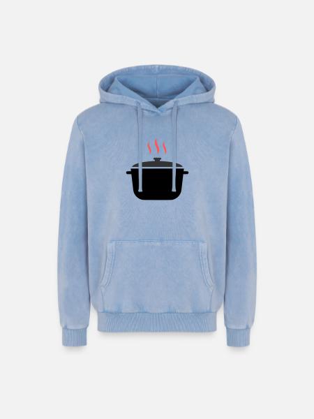 Kochtopf Dampf Kochen - Relaxed Unisex Premium Acid-Washed Hoodie - Blau Acid Wash