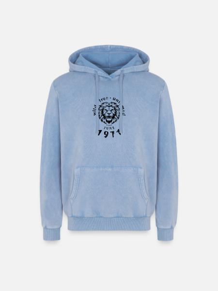 Wild, free & untamed since 06/1971 - Relaxed Unisex Premium Acid Washed Hoodie - acid washed blue