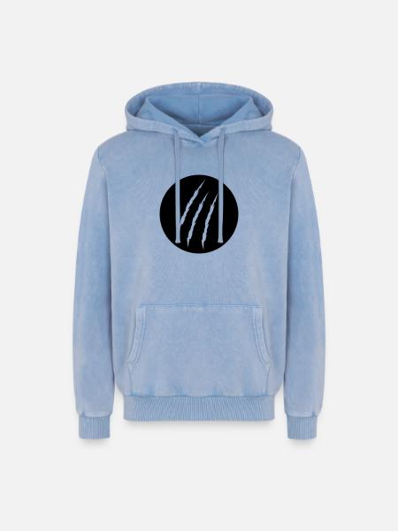 claw - Relaxed Unisex Premium Acid Washed Hoodie - acid washed blue