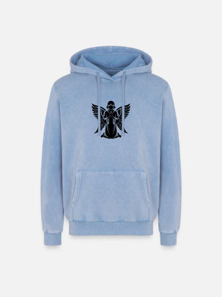 Engel - Relaxed Unisex Premium Acid-Washed Hoodie - Blau Acid Wash