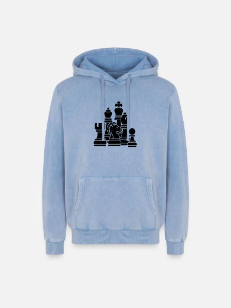 chess pieces - Relaxed Unisex Premium Acid Washed Hoodie - acid washed blue