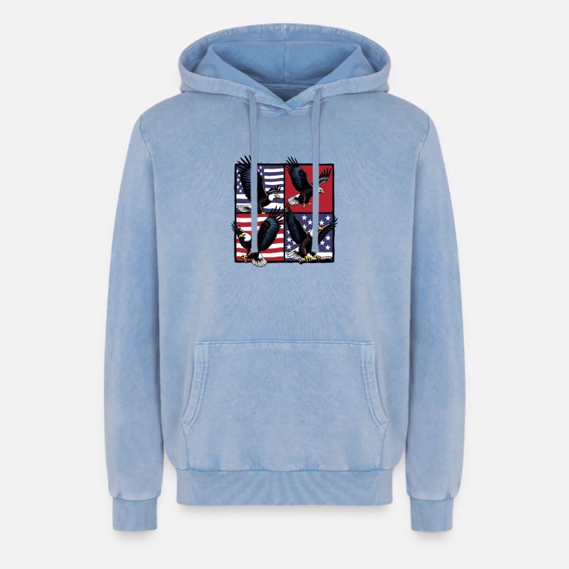 Bald eagle - Relaxed Unisex Premium Acid Washed Hoodie - acid washed blue