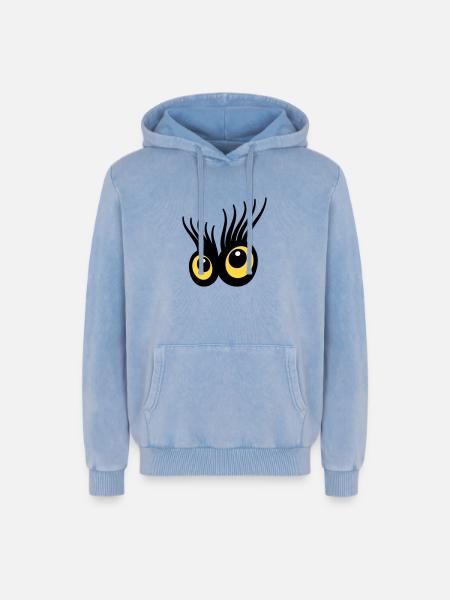 Eyes - Relaxed Unisex Premium Acid Washed Hoodie - acid washed blue
