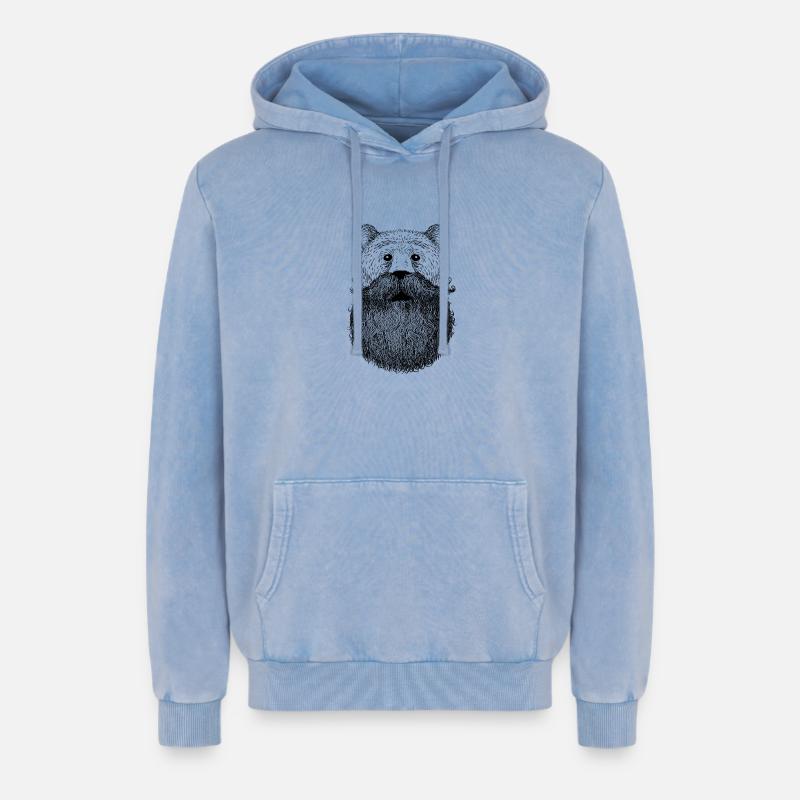 Bär oder Bart - Relaxed Unisex Premium Acid-Washed Hoodie - Blau Acid Wash