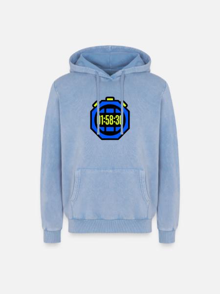 Stopwatch Best Time Half Marathon - Relaxed Unisex Premium Acid Washed Hoodie - acid washed blue