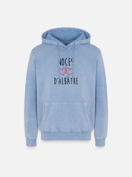 Alabaster-Hochzeit 75 Jahre Ehe - Relaxed Unisex Premium Acid-Washed Hoodie - Blau Acid Wash