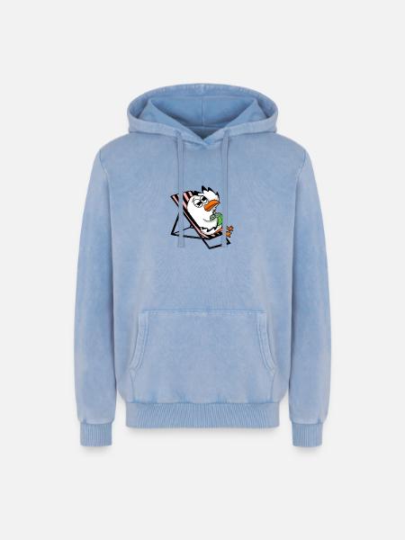 Gull - Relaxed Unisex Premium Acid Washed Hoodie - acid washed blue