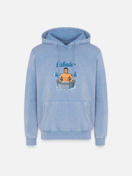 Eisbader Muskelmann im Eisbad - Relaxed Unisex Premium Acid Washed Hoodie - acid washed blue