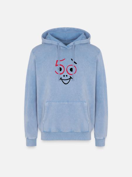 50 ans et toujours frais! - Sweat à capuche unisexe Premium acid-wash en coton - bleu délavé acide