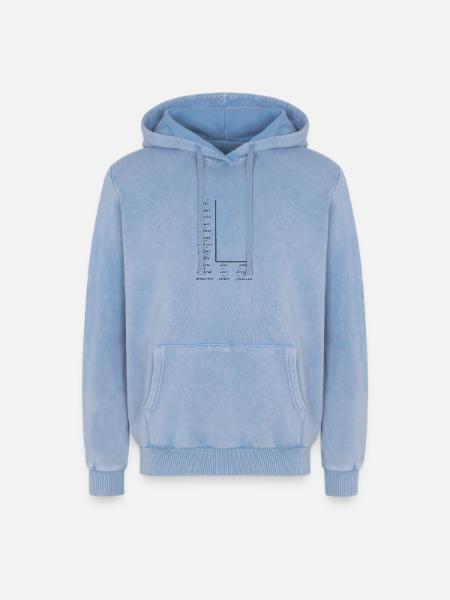 Love on many different languages - Relaxed Unisex Premium Acid Washed Hoodie - acid washed blue