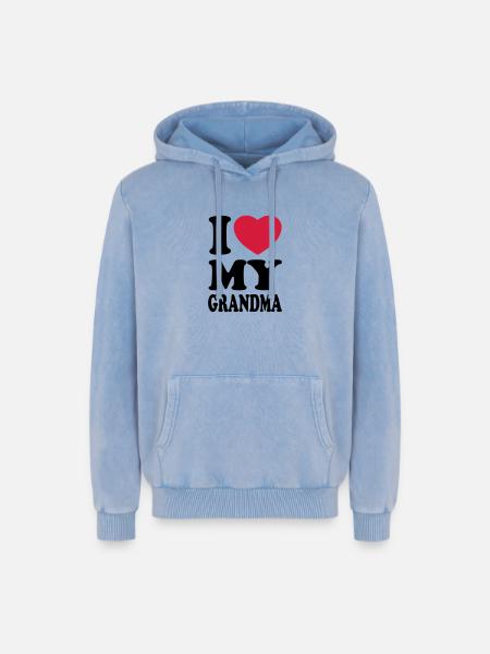 I love my grandma - Relaxed Unisex Premium Acid Washed Hoodie - acid washed blue