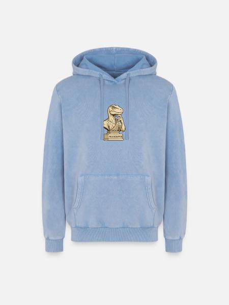 Philosoraptor - Relaxed Unisex Premium Acid-Washed Hoodie - Blau Acid Wash