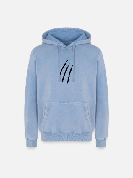 griffe - Sweat à capuche unisexe Premium acid-wash en coton - bleu délavé acide