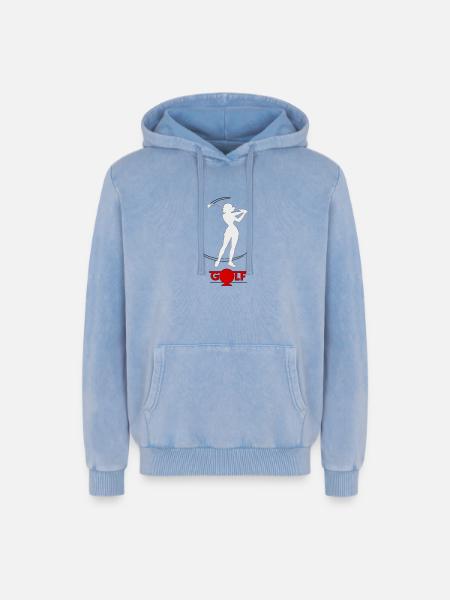 Golfeuse rétro - Sweat à capuche unisexe Premium acid-wash en coton - bleu délavé acide