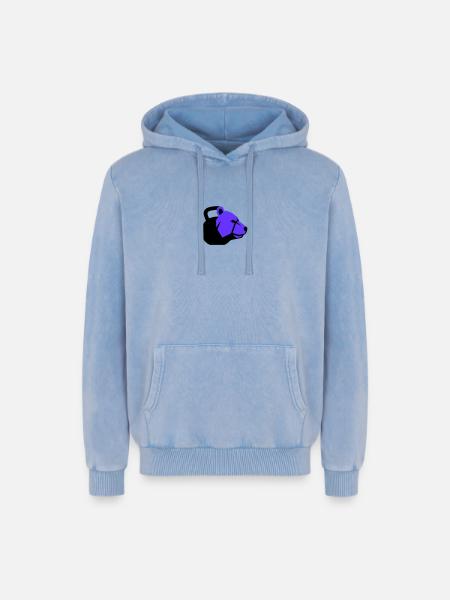 Kettlebell Bear Bear Dynamic Fitness - Relaxed Unisex Premium Acid Washed Hoodie - acid washed blue