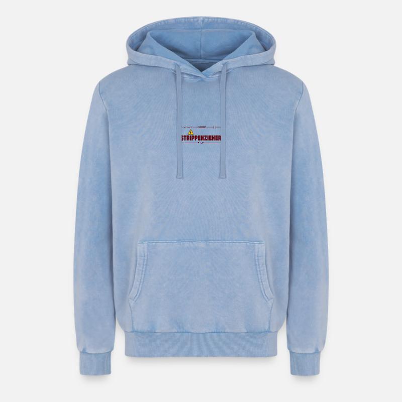 STRING-PULLER - Relaxed Unisex Premium Acid Washed Hoodie - acid washed blue